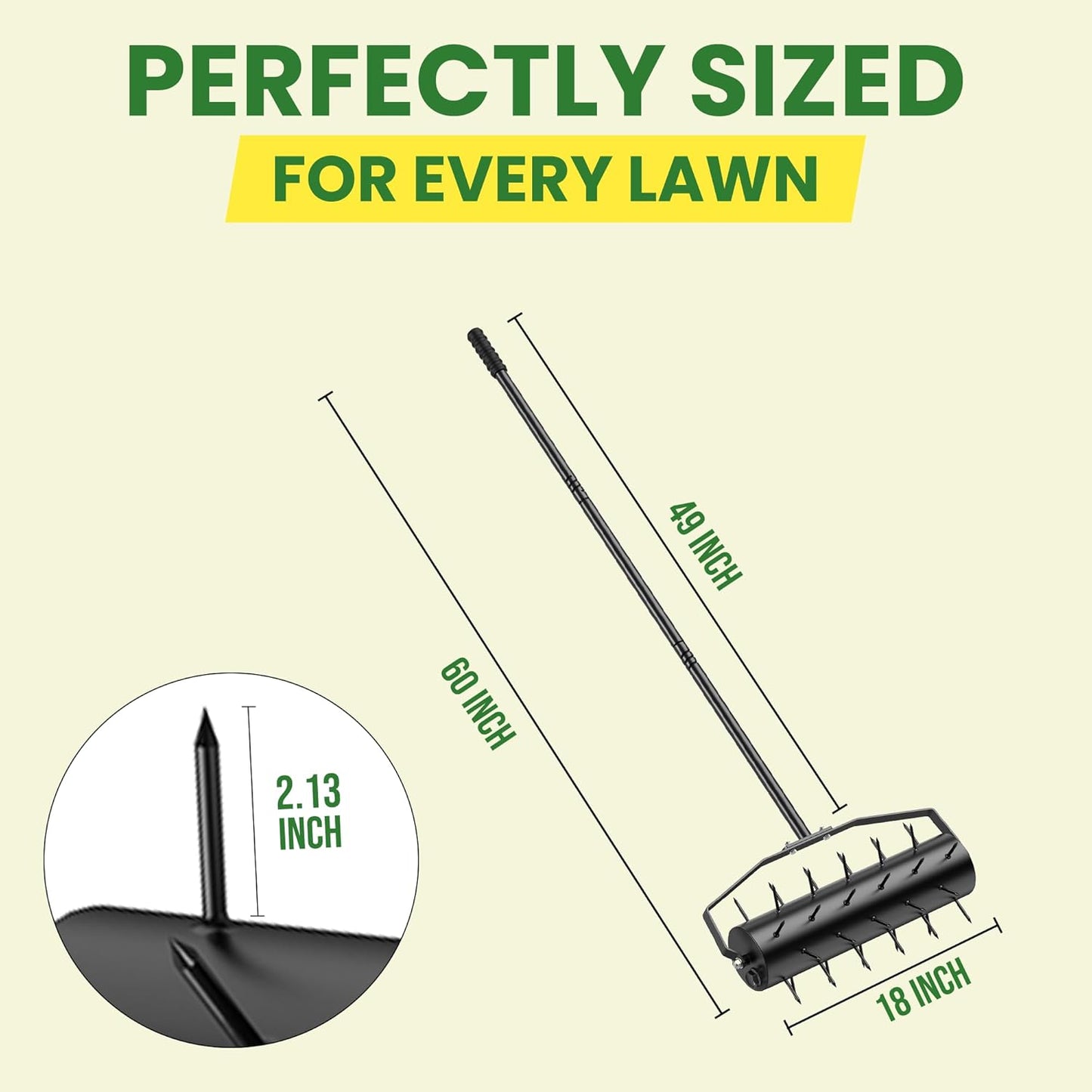 Manual Roller Lawn Aerator,Heavy-Duty Hand Lawn Aerator with Pre-Attached Spike for Yard and Garden,Easy-to-Assemble Lawn Aerator Tool for Compact Soil,Lawn Aerator for Lawn Care (Black)