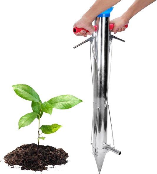 AIWFL Seedling Transplanter Long Handled Bulb Planter Tools Vegetable Young Plant Manual Plant Transplanter Stainless Steel Planting Garden Tools