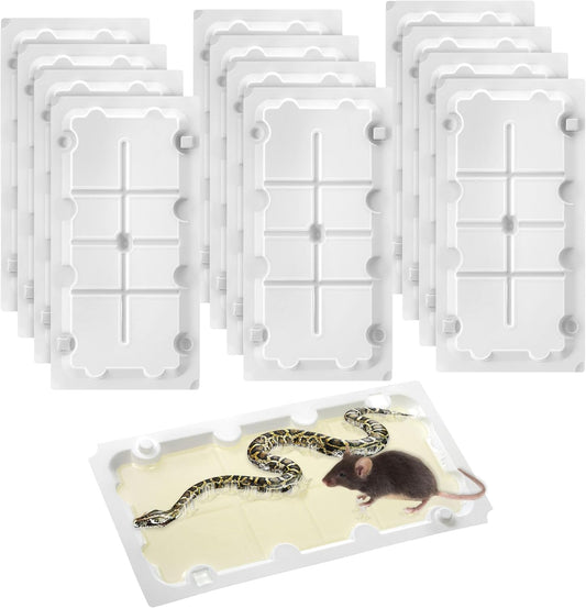 Qualirey 12 Pack Glue Traps for Rats and Snakes, Larger and Heavy Duty Baited Sticky Traps with Non Toxic Glue, Exterminator Plastic Mouse Indoor Board, Ready to Use, Safe to Children and Pets (White)