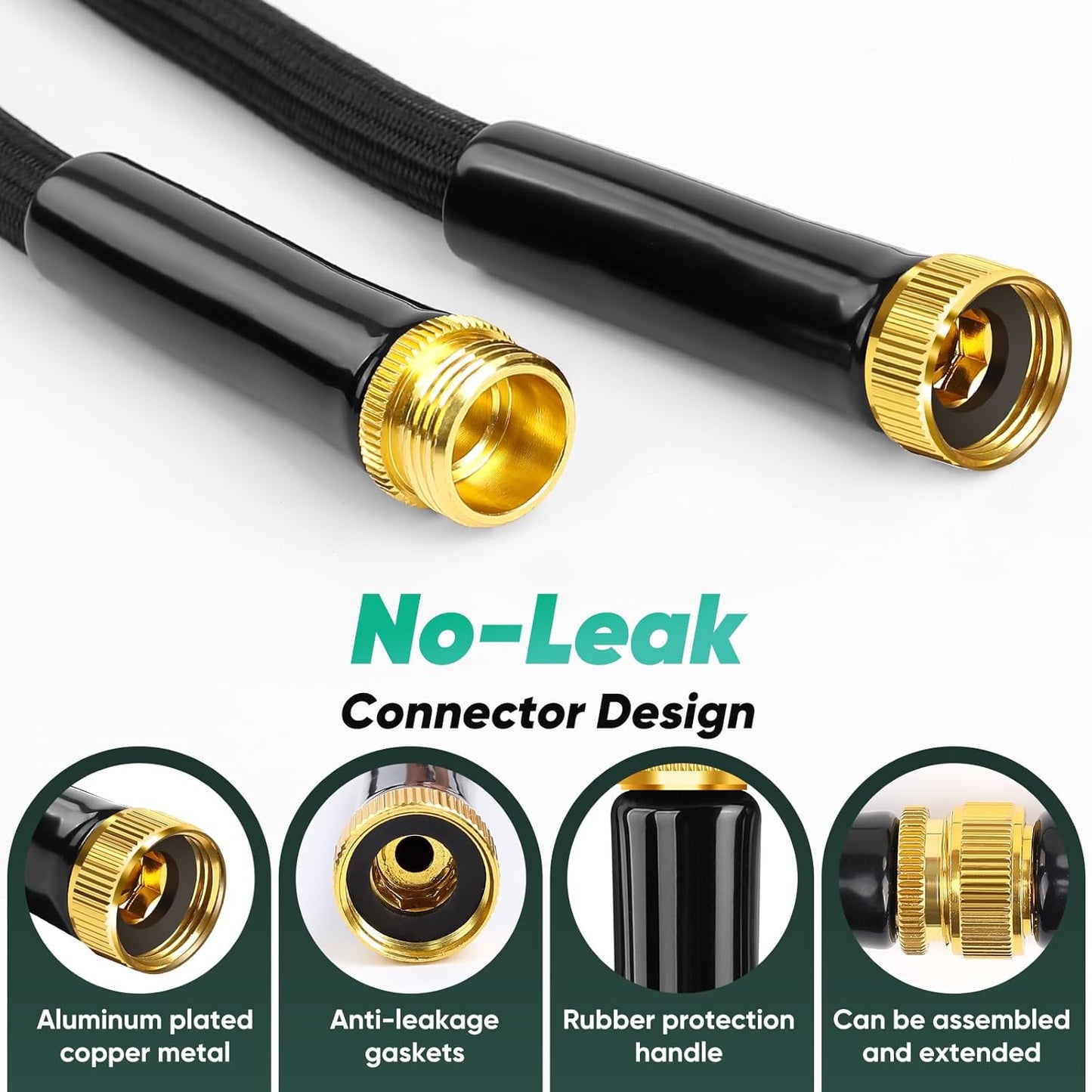 Garden Hose 100FT, Non-Expanding, Lightweight Hose With 8 Function Nozzle, Leak-Proof, No-Knot, Easy to Carry, Wear-Resistant, Sturdy, Flexible, 3/4GHT, Water Hose for Yard, Garden, Outdoor