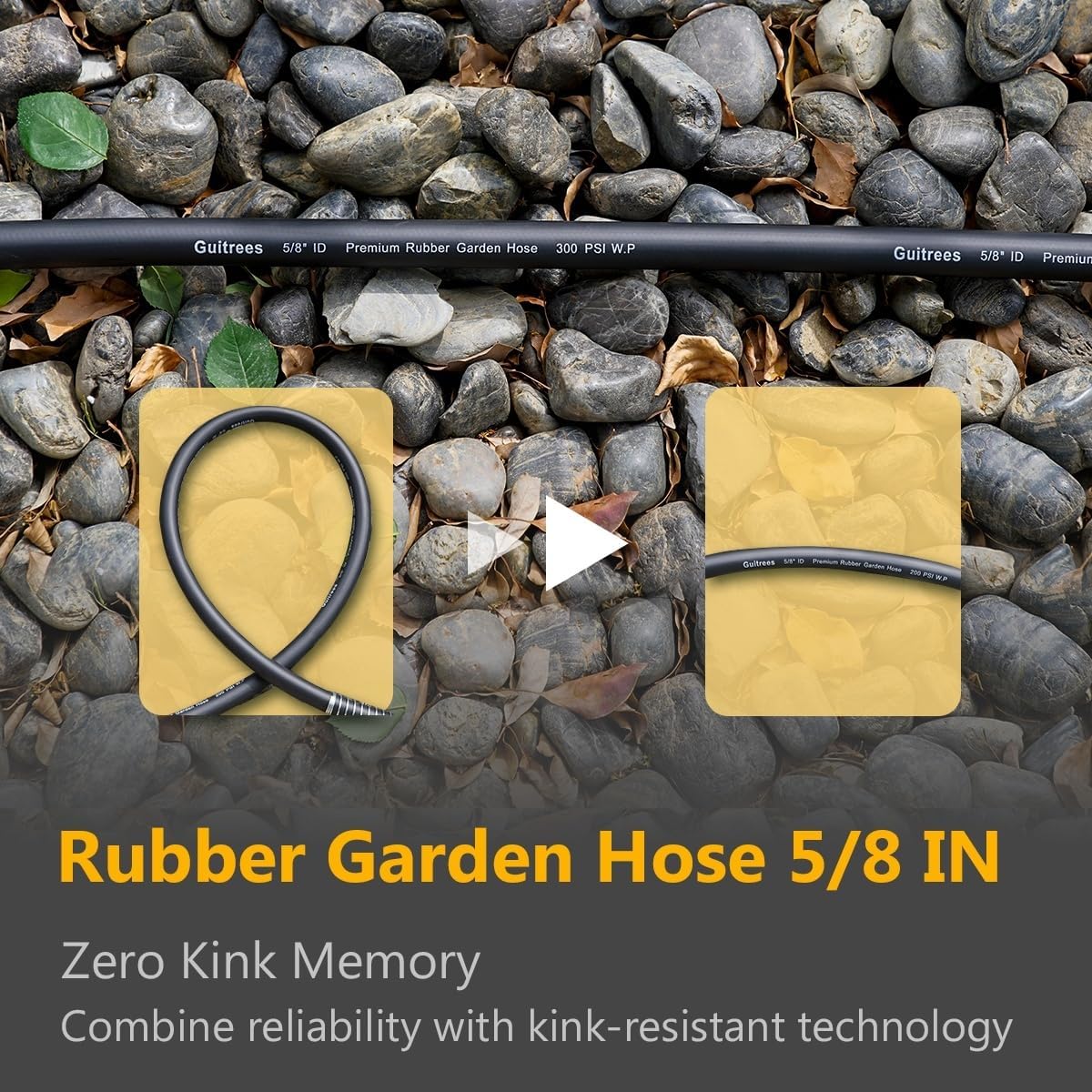 Leader Garden Hose 15ft x 5/8", Heavy Duty Short Water Hose, Female to Female Fittings, Five Layered Braiding for Durability, 1000PSI Burst, 200PSI Working (Black)