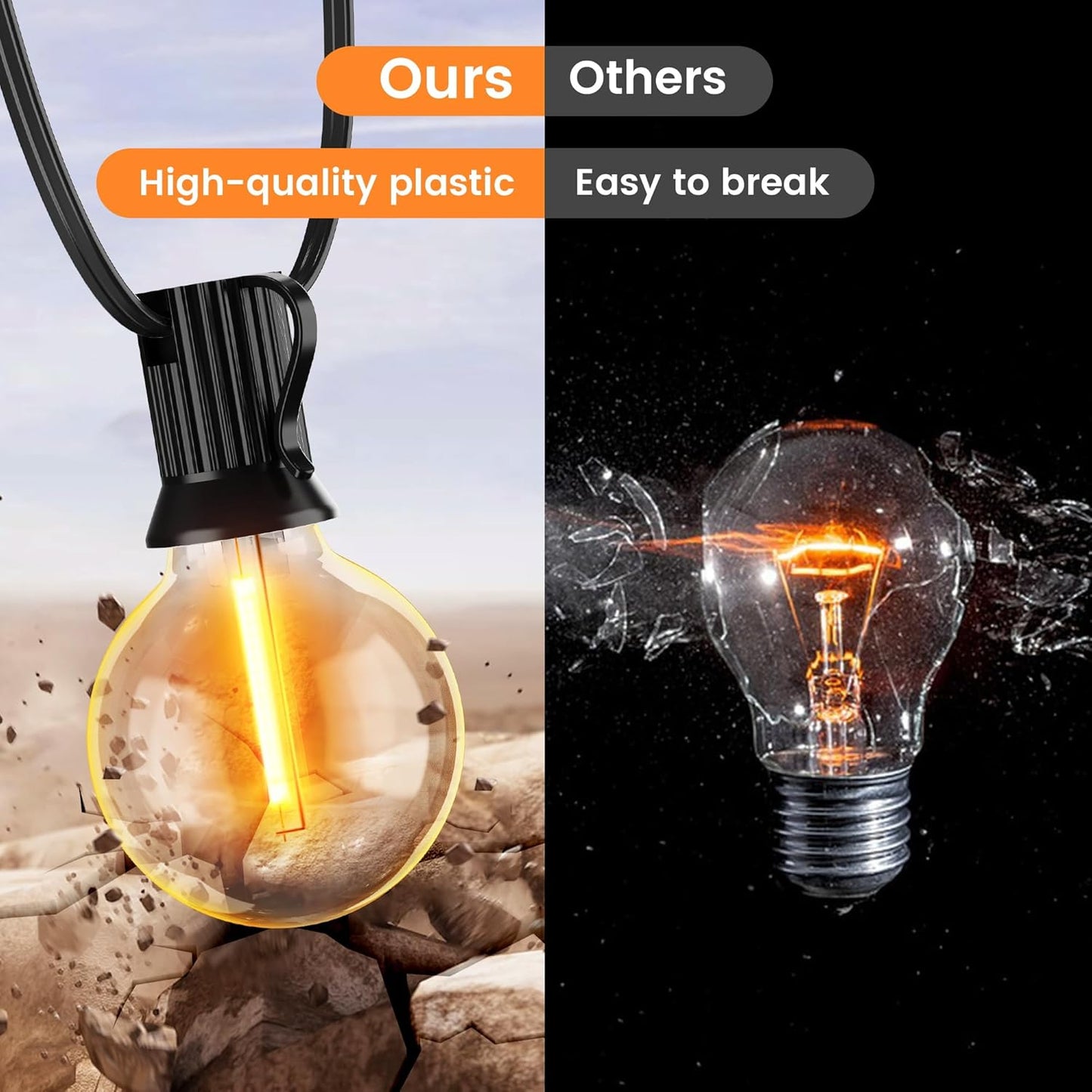 OHLUX 60FT Solar Globe String Lights Outdoor, Shatterproof Solar Patio Lights with Remote, 27 Dimmable G40 LED Filament Bulbs, 2200K Soft Warm White Edison Hanging Light for Outside Backyard Deck