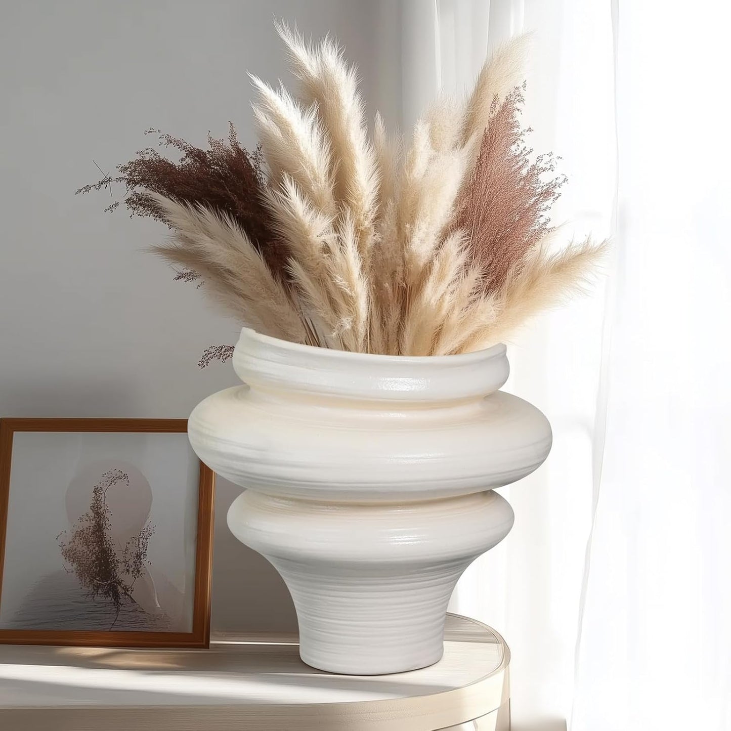 Ceramic Bonsai Planters 11 Inch - Pots for Plants Indoor Outdoor, Plant Pot with Drainage Hole, Decorative Flower Pot for Home Garden Patio Office, Gift for Men Women, White