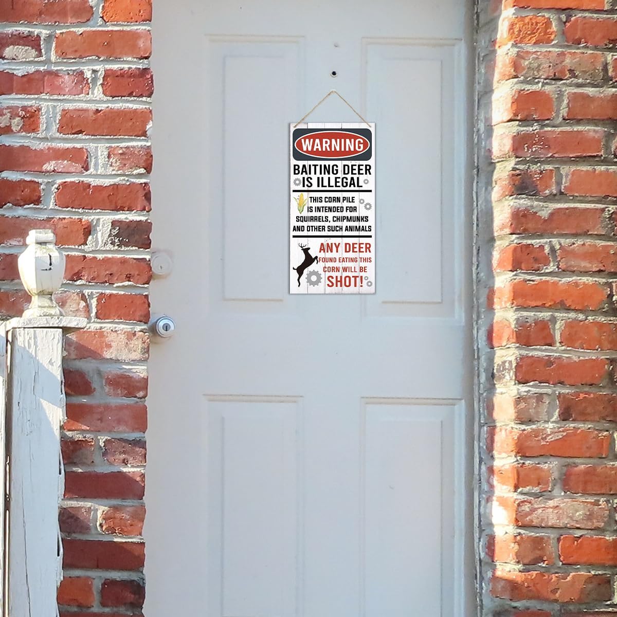 Warning Signs, Funny Hunting Sign Wall Decor, Baiting Deer Is Illegal Sign, Decorative Wood Hanging Wood Plaque, Man Cave Bar Cabin Decor, Pub Decor, Farmhouse Wall Decor for Coffee & Bar