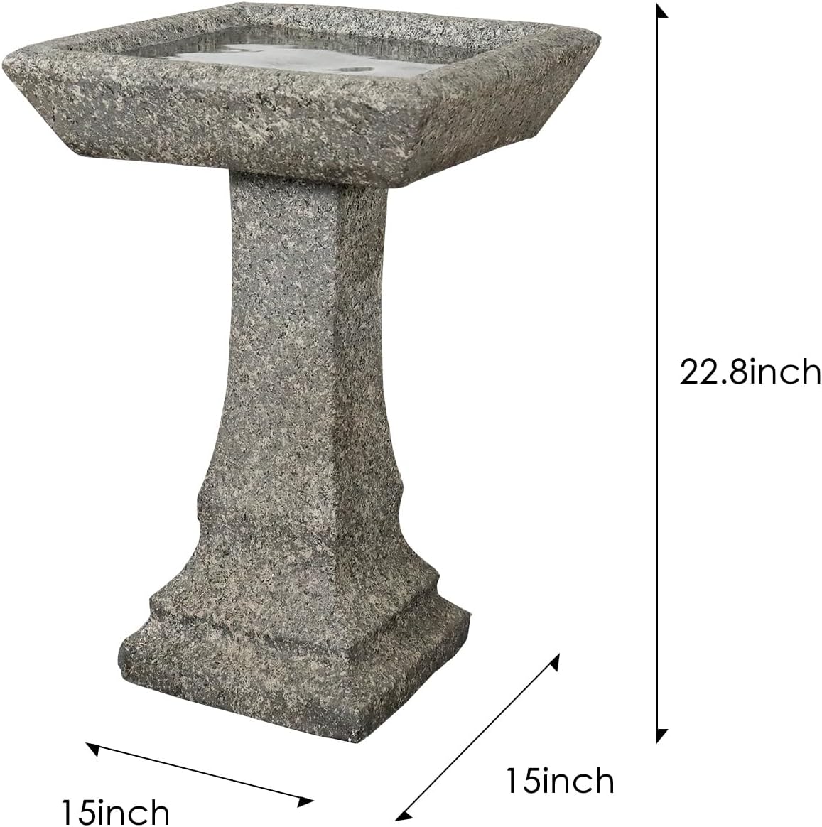 watnature Freestanding Birdbaths Outdoor - 15”Dia.X 22.8”Tall Concrete Standing Garden Bird Bath Feeder Bowl with Pedestal, Modern Outdoor Birdbath for Patio, Yard, Lawn Decor, Bird Bathing&Feeding