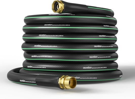 GreatBuddy 75 ft Garden Hose 5/8", Less Kink Heavy Duty Water Hose, Durable & Flexible Hose for Outdoor, Lawn, Car Washing, Pet Bathing and Household