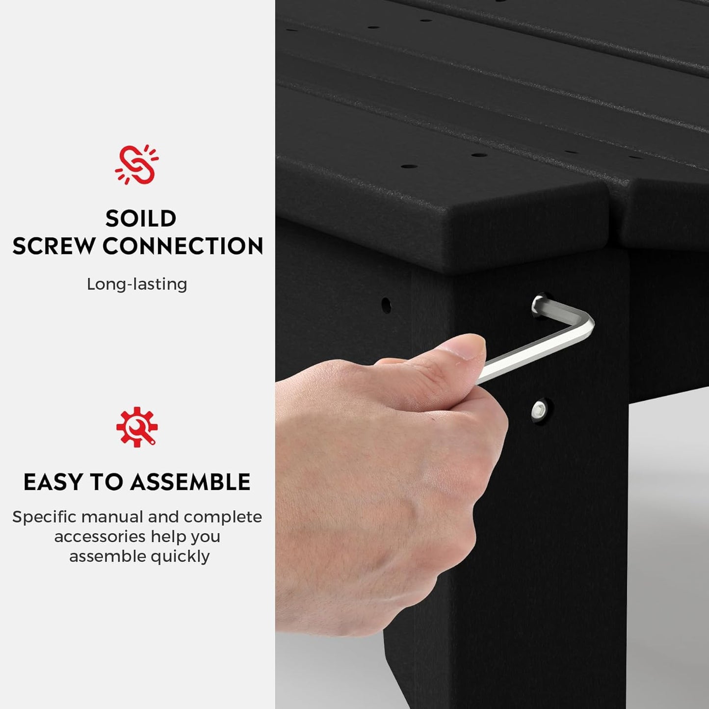 Outdoor Benches Weatherproof, All Weather Resistant Park Bench Poly Lumber Backless Garden Bench Seat for Entryway Front Porch, Black