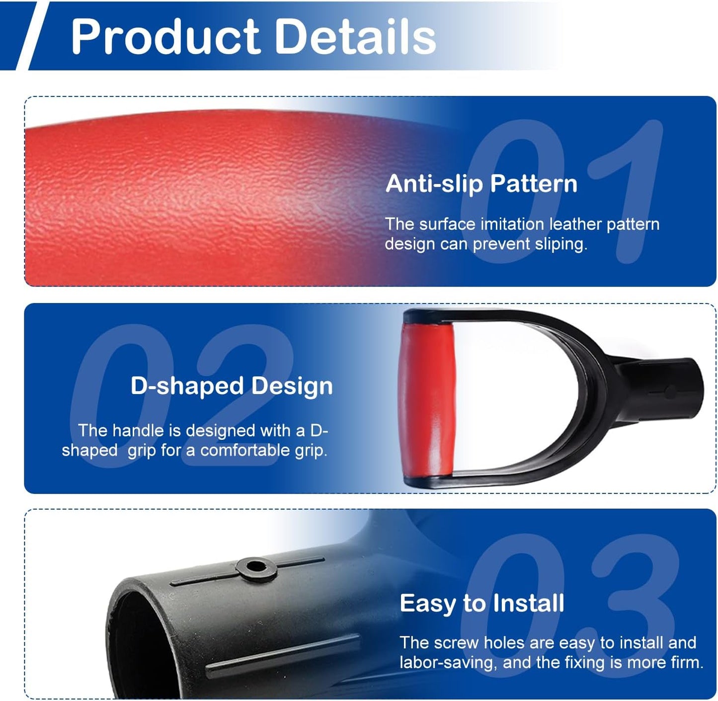 MroMax Shovel D Grip Handle, 1-1/4" Inner Diameter 32mm PVC Spade Snow Shovel Replacement Handle Garden Accessories for Digging Raking Tool Yellow-Black