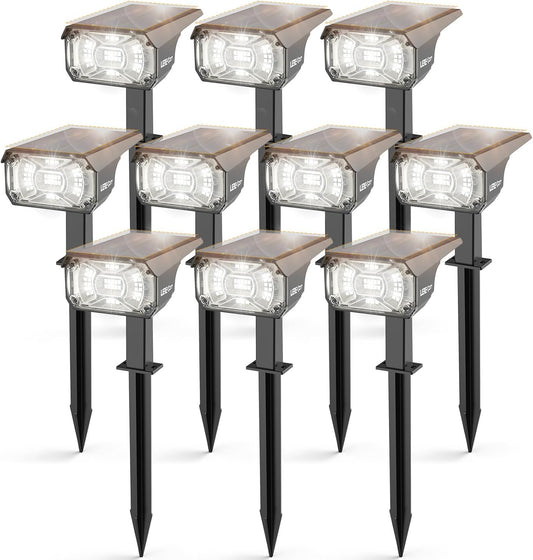 Solar Spot Lights,IP65 Waterproof 40 LED's Landscape Spotlights,3 Modes Outdoor Garden Lights, 360 Adjustable Lighting Angle, Solar Powered Wall Lights for Yard Porch 10 Pack