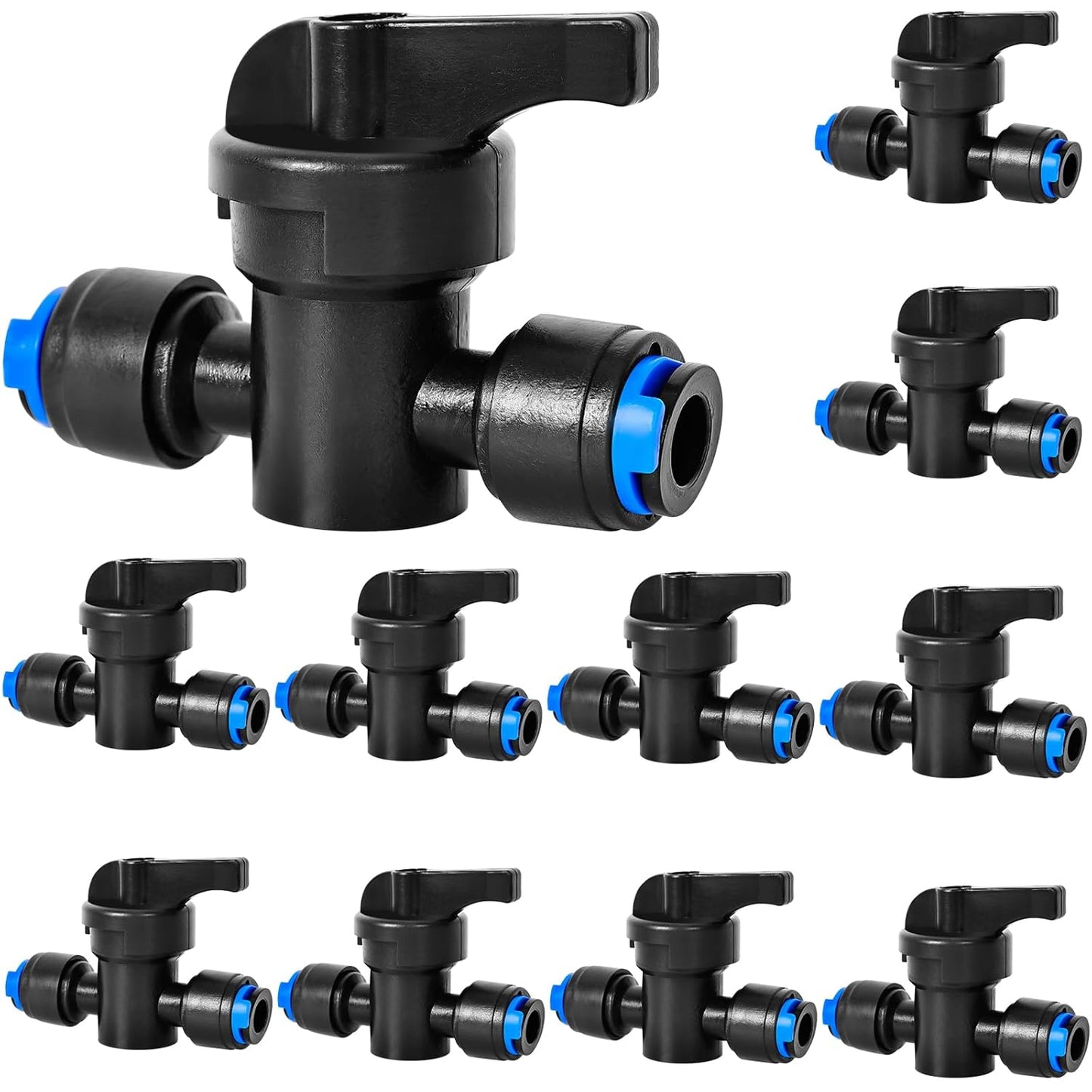 10 Pack 1/4" Drip Irrigation Shut Off Valve, Quick Connect Universal Drip Irrigation Tubing Coupling Valve, Connector Locking Fitting for Sprinkler or Drip Irrigation System