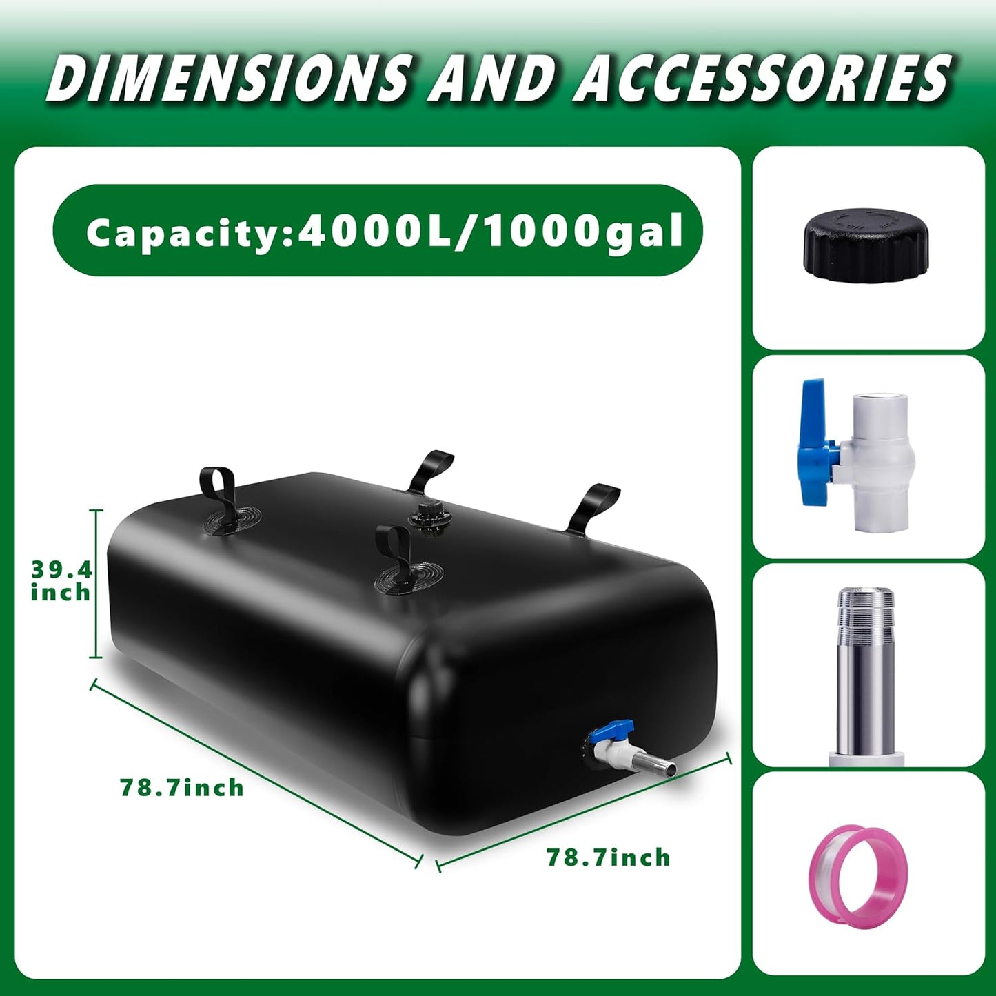 MXQMKL 4000 L/1000 gal Water Bladder Storage Containers, Foldable Portable Water Tank Large Capacity Soft Water Bag, Drought Resistance, Fire Prevention, Emergency Water