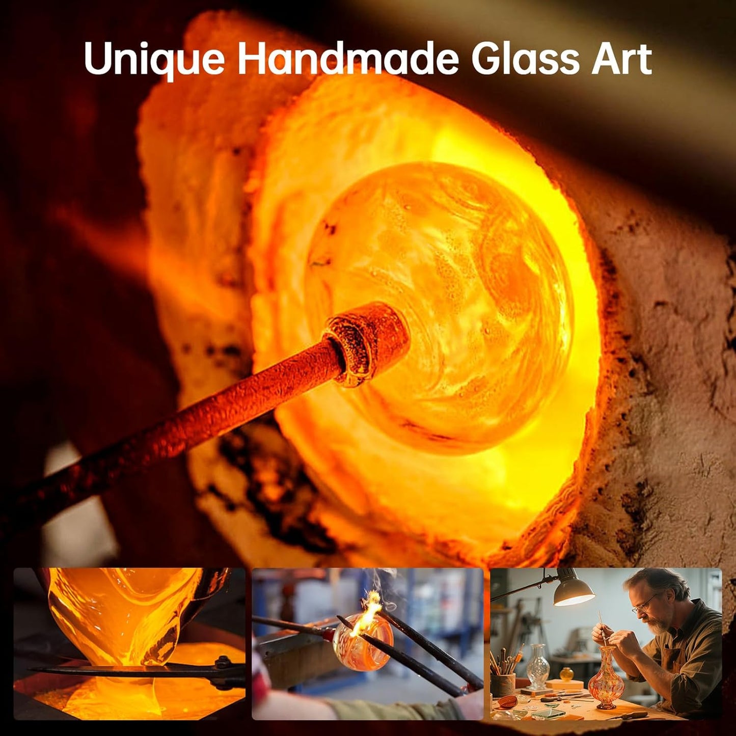 Solar Hummingbird Feeder for Outdoor - 25 fl.oz Hand Blown Glass Hummingbird Feeders for Outdoors Hanging, Large Capacity with Moat, 6 Colors Changing Light Outside Garden Decor (Blue)