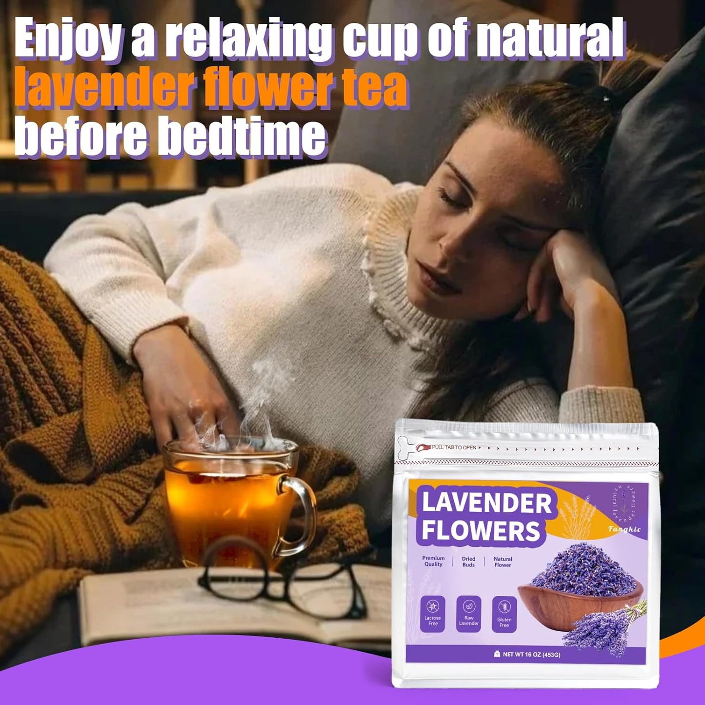 Dried Culinary Lavender Flowers - Food Grade Lavender Buds for Tea, Baking, Potpourri, Home Fragrance & Sachets, Edible Flowers - Gluten Free (16 oz)