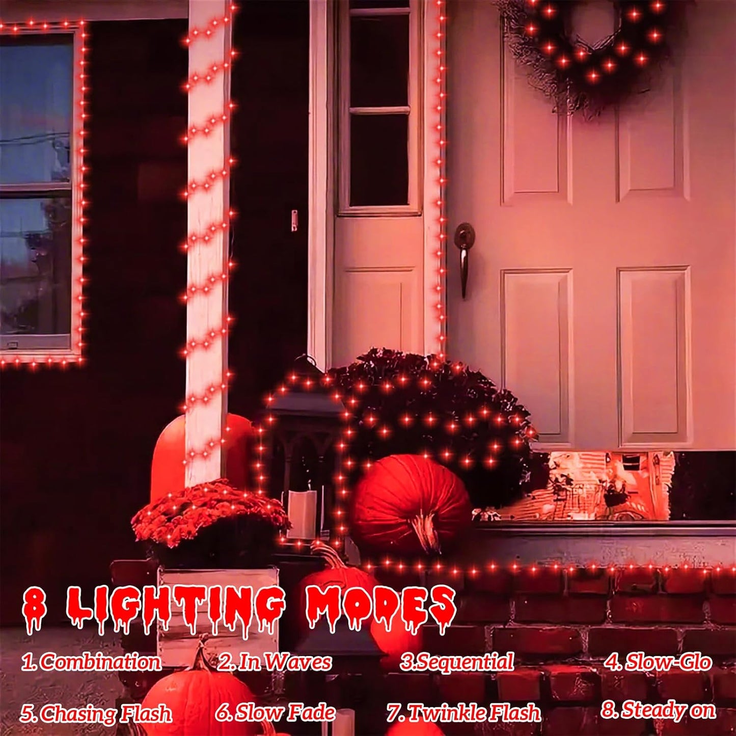 QITONG 4 Pack Red Solar Fairy Lights, Each 33ft 100 LED Christmas String Light Outdoor Waterproof, 8 Modes Silver Wire Mini Twinkle Lights