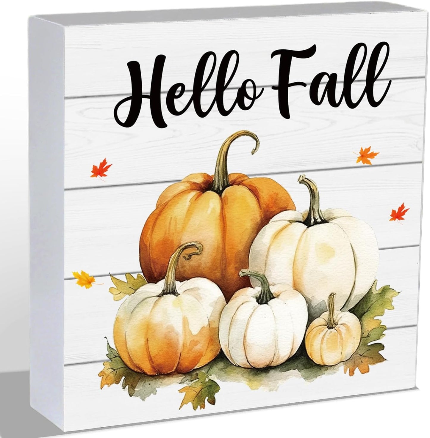 Fall Decorations for Home Fall Decor Home Room Pumpkins Patch Table Wood Box Sign Rustic Wooden Shelf Desk Office Decor Season Sign House Warming Gifts 5.9 x 5.9 Inch
