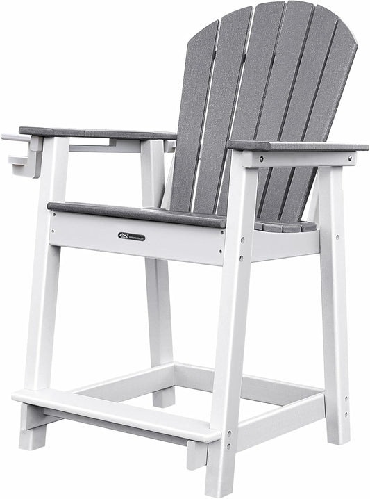 Patio Bar Tables, Outdoor Bar Table, Tall Adirondack Chairs Patio Bar Tables Set (Gray, 1 PCS Chair)