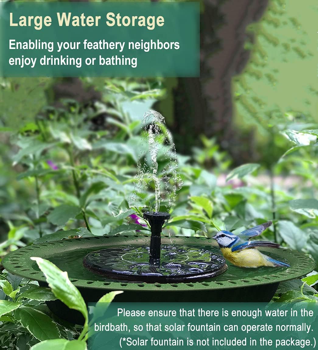 Garbuildman 28-inch Lightweight Birdbaths Antique Decoration Detachable Birdfeeder & Bird Bath for Outdoor Garden, Oblong Dark Green