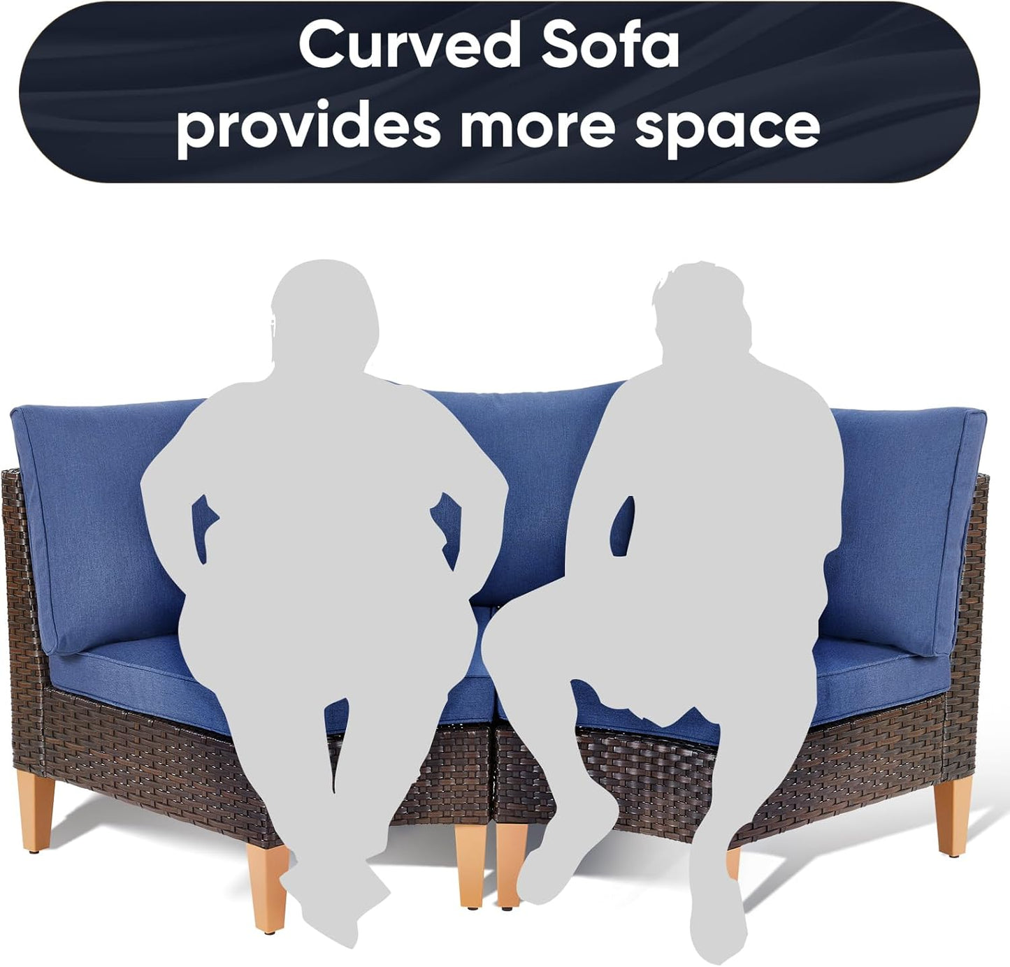 HUMMUH 11 Pieces Outdoor Furniture Set,Outdoor Half-Moon Sectional Couches Swivel Patio Chairs with Ottomans Coffee Table,All Weather PE Wicker Patio Conversation Sets for Garden Porch Backyard