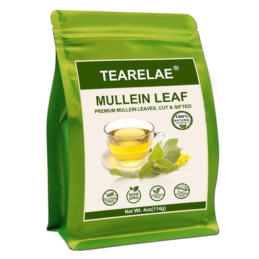 TEARELAE - Mullein Leaf - 4oz/114g - Premium Mullein Leaves - Cut & Sifted - Mullein Leaf Tea for Lung Detox & Respiratory Support- Non-GMO - Caffeine-Free
