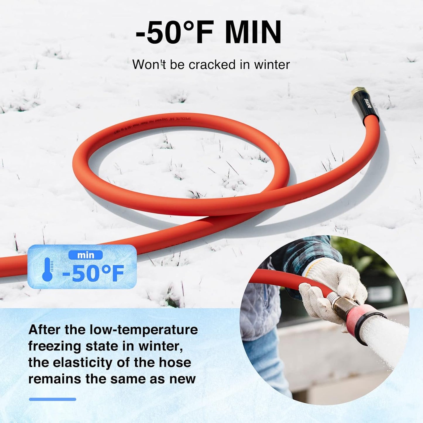 3/4" Hot/Cold Garden Water Hose 25 ft, -50℉-190℉,Flexible & Lightweight With 3/4" Brass Fittings for Yard, Outdoor, Farm, Red
