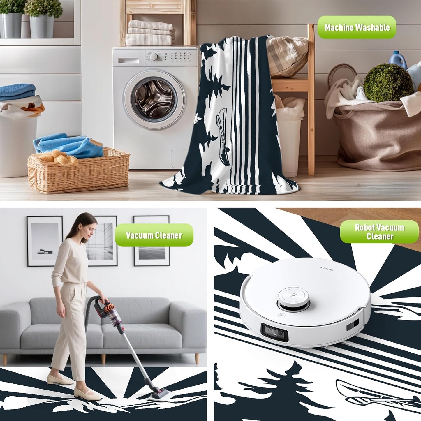 WILDROOTS 5x8 Feet Mountain & Sea Ship Plastic Outdoor Rug, Stain Resistant Waterproof Reversible Outdoor Patio Rug, Fade Resistant Camping Rug