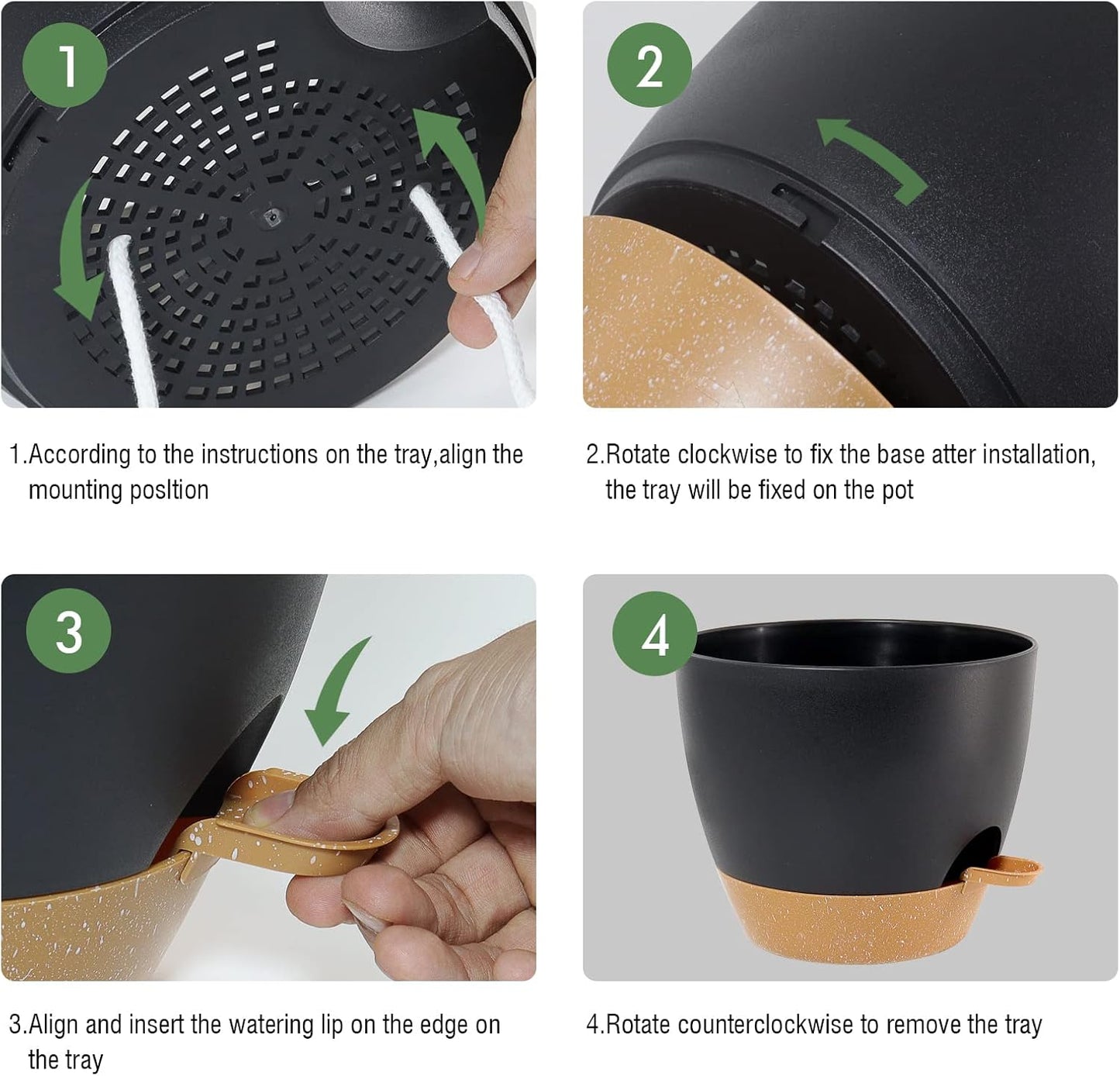 10 Inch Self Watering Hanging Pots, 2 Pack Hanging Planters with 40oZ Deep Reservior for Indoor Outdoor Plants Flowers, Black with Brown