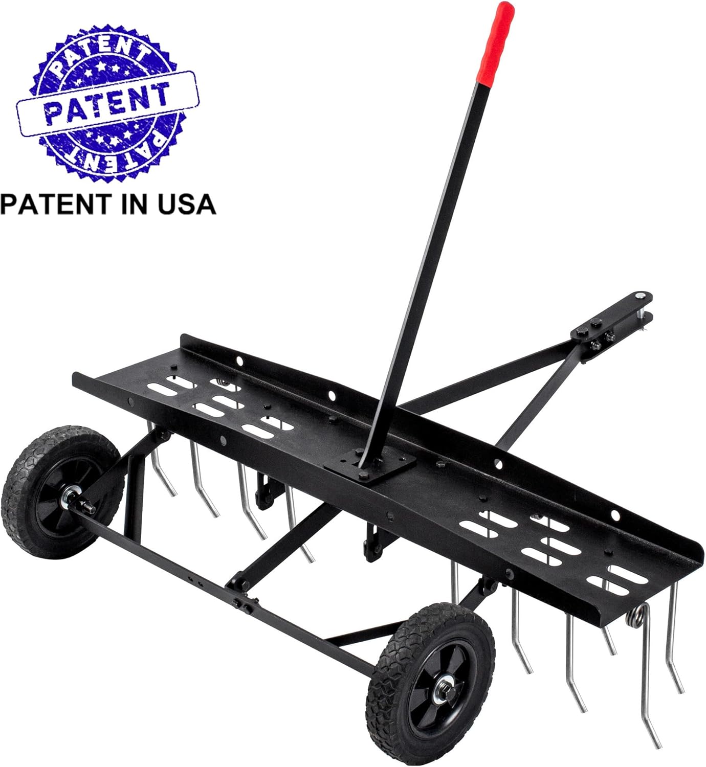 Suchtale 40inch Tow Behind Dethatcher with 20 Spring Steel Tines,Lawn Sweeper Garden Grass Tractor Rake Removes Thatch from Large Lawns, Riding Lawn Mower Attachments for Outdoor Yard Tools Lawn Care