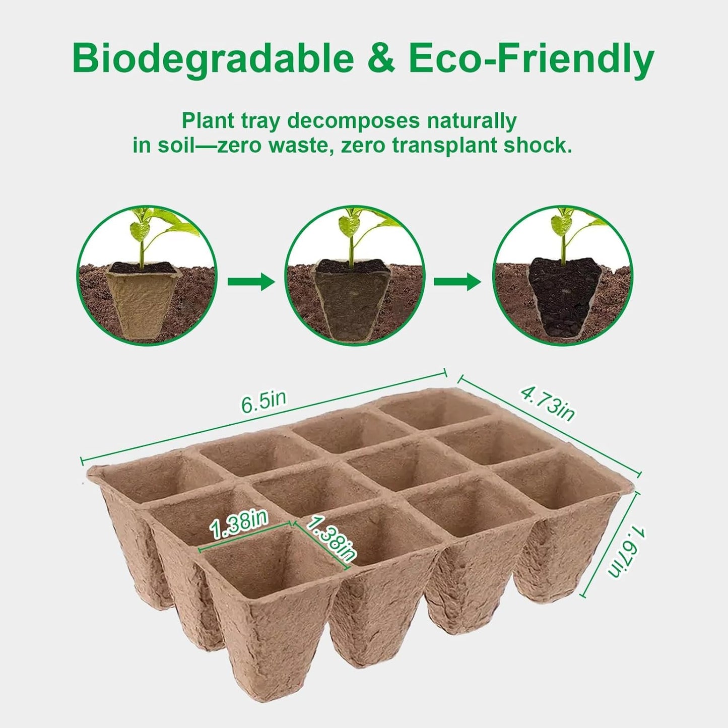 10 Pack Seedling Starter Trays - 120 Cells,Biodegradable Seed Starter Trays for Seedlings,Eco-Friendly Peat Pots