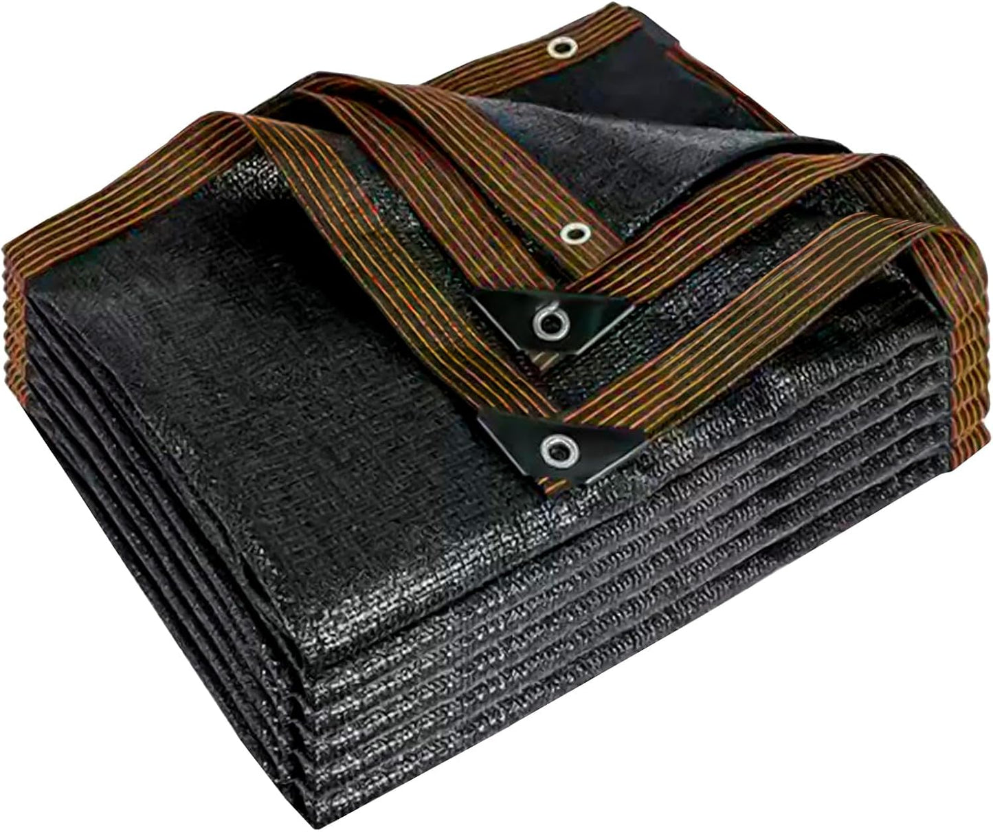 QLOFEI 60-70% Shade Cloth with Grommets, Sunblock Shade Sail Mesh Tarp for Plant Greenhouse, Easy to Hang Neting Cover for Patio Kennel Chicken Coop Lawn Garden, 6x8 FT