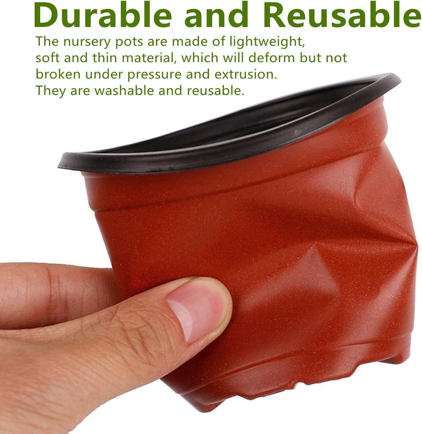 100 Pcs 7.5 Inch Plastic Plant Nursery Pots Reusable Pots for Succulents Seedlings Cuttings Transplanting with Drainage Holes