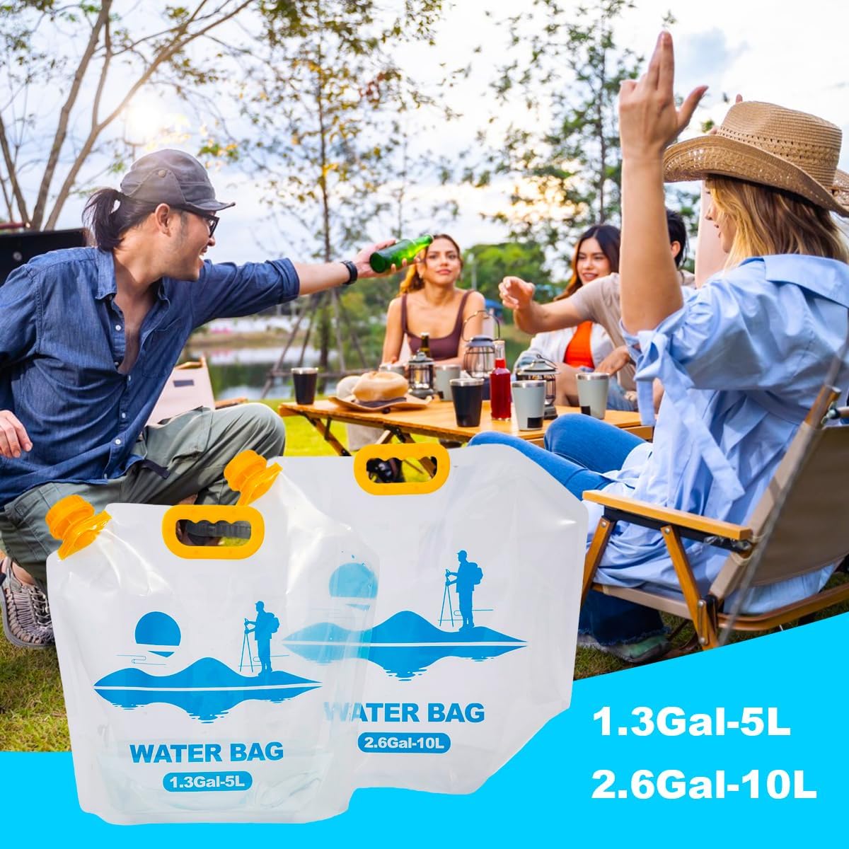 Collapsible Emergency Water Container Bag,WaterStorageCube,Flat Folding,BPA Free Food Grade,Clear Plastic Storage Jug for Camping Hiking Backpack,No-Leak Freezable,Water Bottle 2.6 Gallon/4pcs