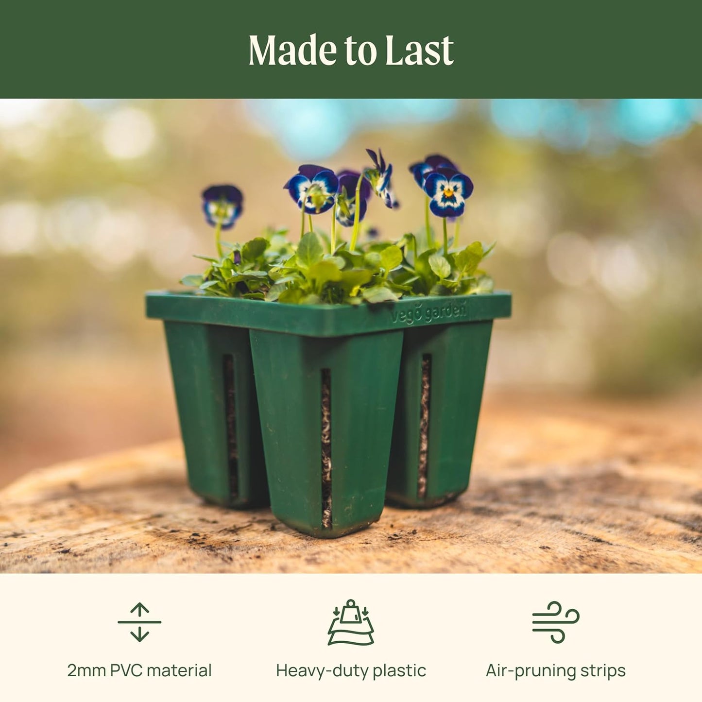 Vego garden Jumbo Seedling Trays Without Lids, 64 Pack Reusable Propagator Growing Starter Tray for Larger Plants, Heavy-Duty Plastic Germination Trays (4-Cell per Tray)