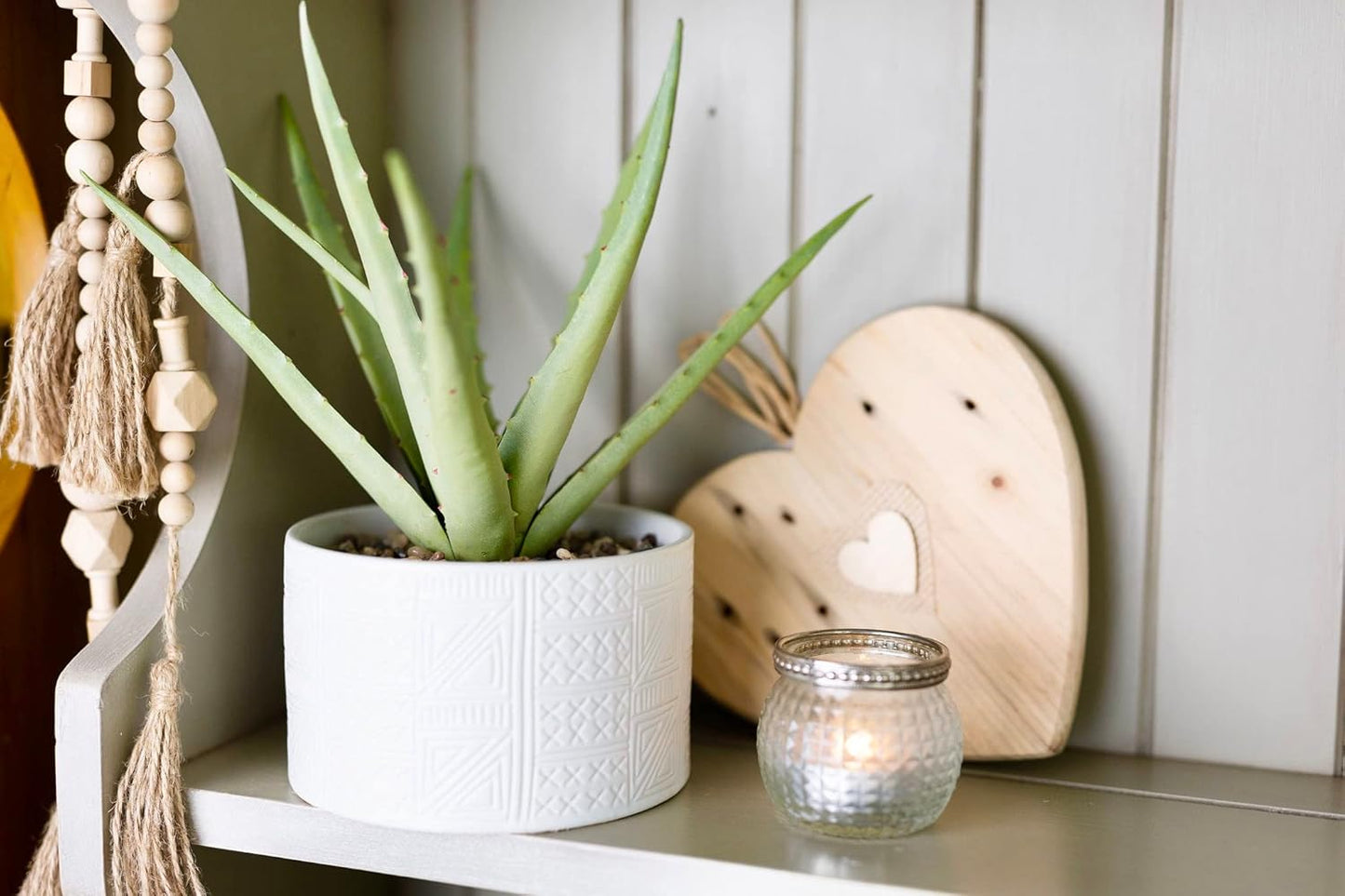 Artificial plant in white ceramic pot | 10" high sage green faux agave plant in white pot | fake plant for desk decor | Artificial agave for home decor indoor | Artificial succulent for shelf decor