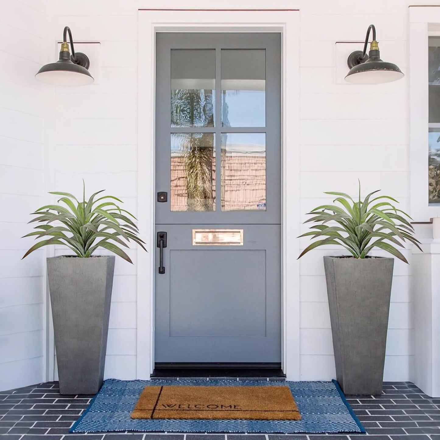 Briful Faux Agave Plant 18.1in Artificial Agave Potted Plant Fake Outdoor Plants for Home Office Living Room Bedroom Kitchen Table Decor