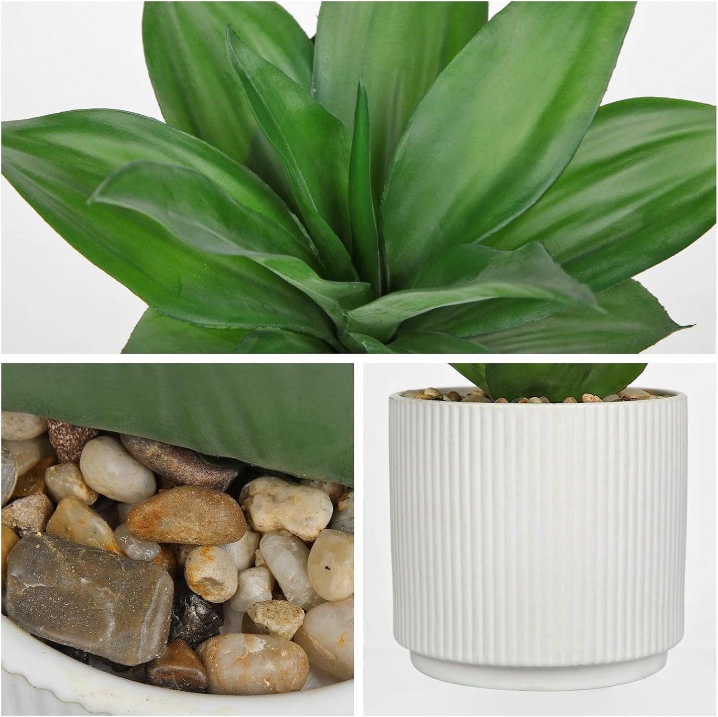 Hollyone Artificial Agave Plants Fake Succulent Agave Plant Potted in White Pot Succulents Aloe Plant for Desk Modern Office Living Room Table Shelf Home Indoor Outdoor Decor