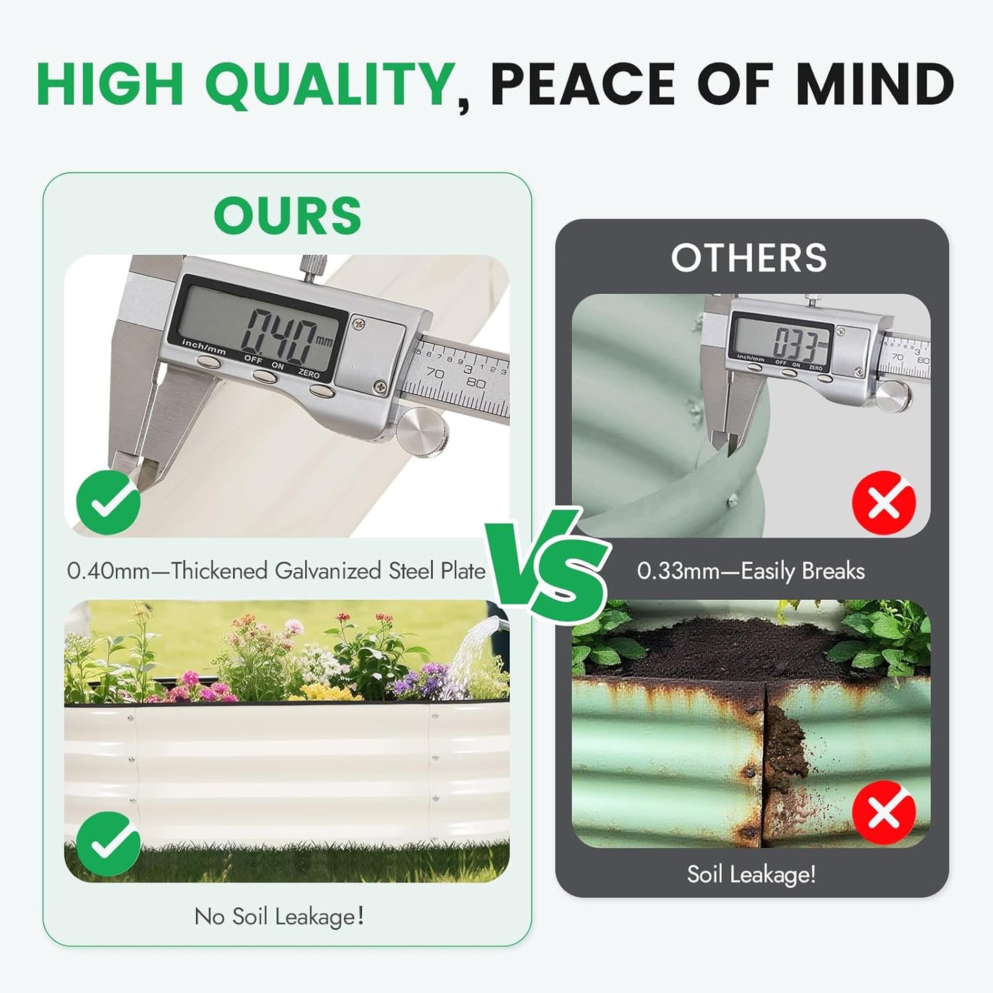 INNO STAGE 3Pcs Galvanized Raised Garden Bed Kit, Outdoor Metal Raised Garden Beds for Vegetables, Rust-Resistant & Easy Assembly, 4x2x1ft Oval Raised beds for Gardening, Flowers, Herbs (White)