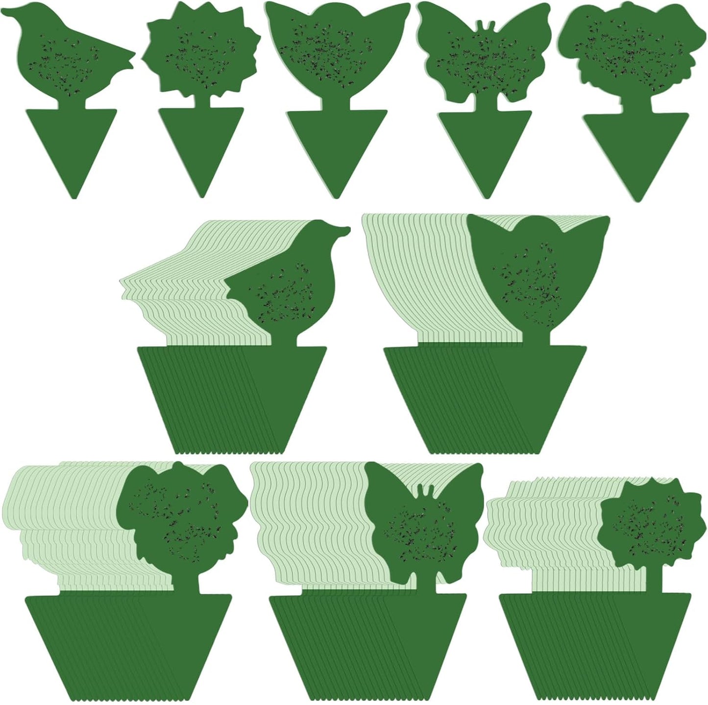 Qualirey 200 Sheets Fruit Fly Sticky Traps for Fruit Fly Gnat Trap for House Indoors Sticky Traps Catcher for Gnats Fungus Gnats Mosquito Catcher for Kitchen Outdoor Plants (Green)