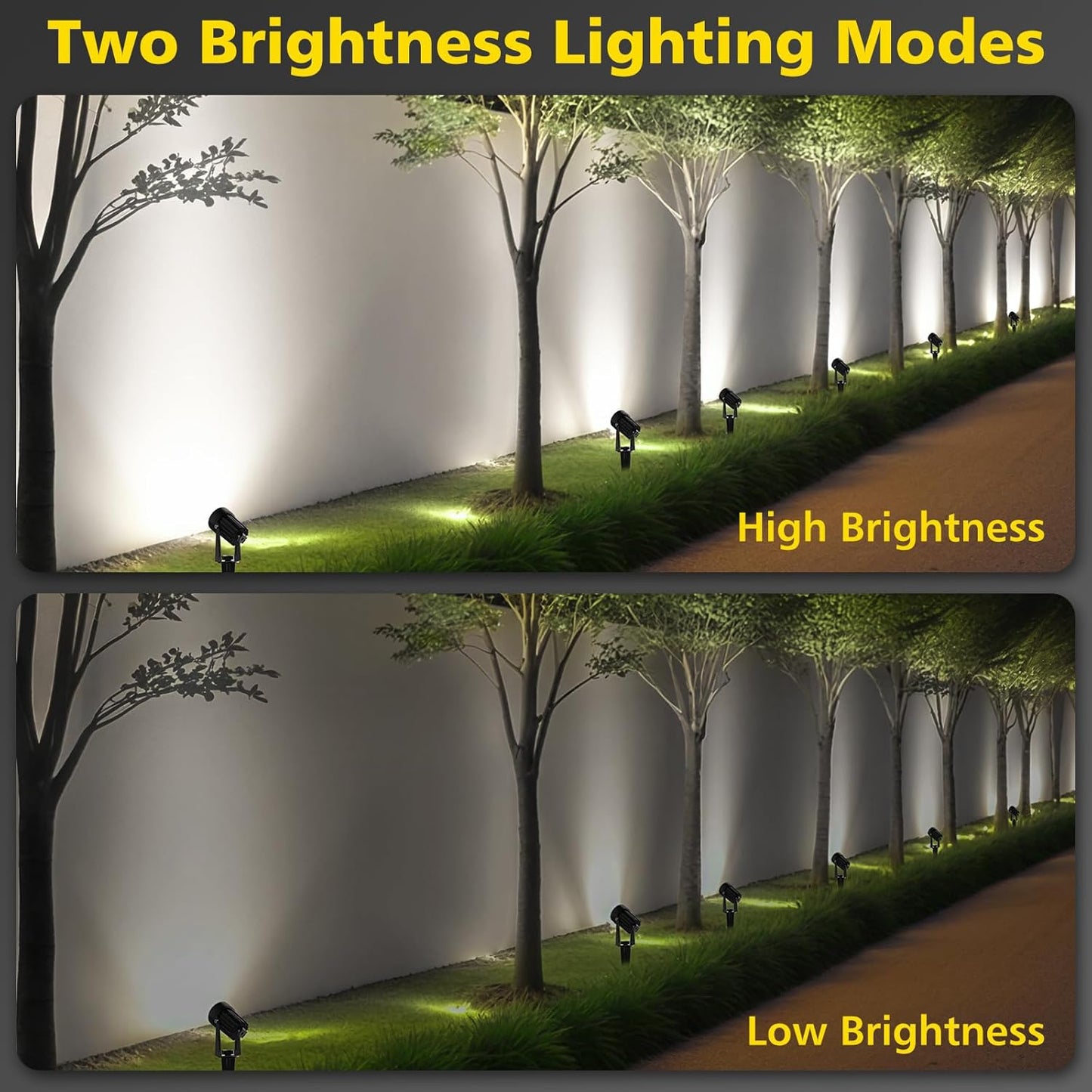 T-SUN 2W Solar Spotlights, LED Solar Powered Landscape Lights Outdoor Waterproof Solar Security Wall Lights Auto ON/Off Dual Head Light for Garden Yard Patio(Cold White)