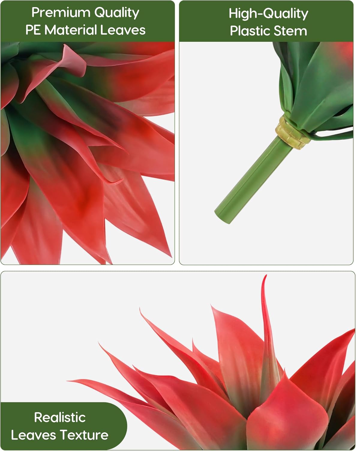 Velener Fake Agave Artificial Plant, Red Fake Plant for Room Decor, Unpotted Faux Agave Stems Plant for Fall Outdoor/Indoor Decor, 14 inches, Set of 2