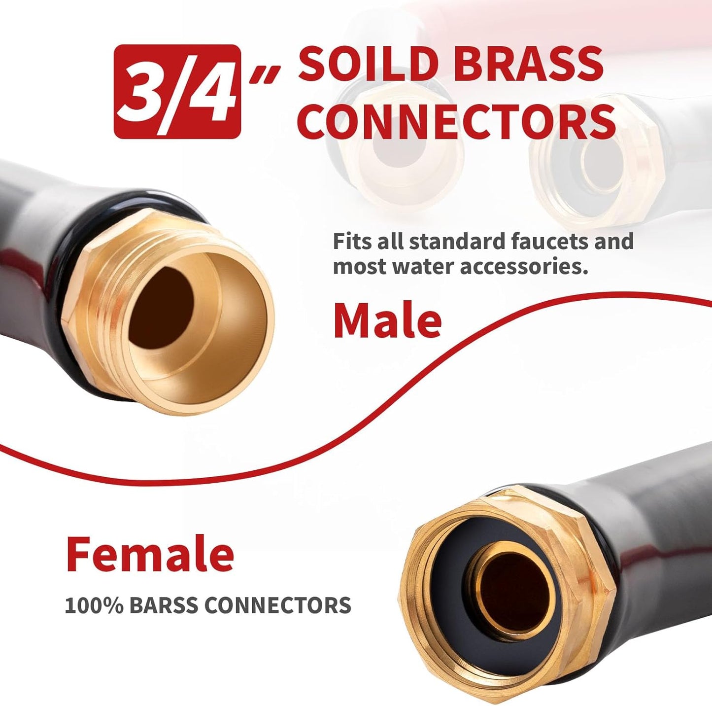 Garden Hose 25 ft x 5/8” Hot/Cold Water Hose,-50°F to 190°F,Burst 600Psi Flexible & Lightweight Upgraded Rubber Hoses,3/4” Solid Fittings for All-weather Outdoor Lawn & Garden