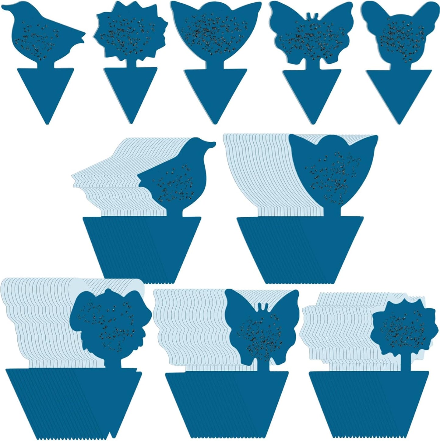 Qualirey 200 Sheets Fruit Fly Sticky Traps for Fruit Fly Gnat Trap for House Indoors Sticky Traps Catcher for Gnats Fungus Gnats Mosquito Catcher for Kitchen Outdoor Plants(Blue)