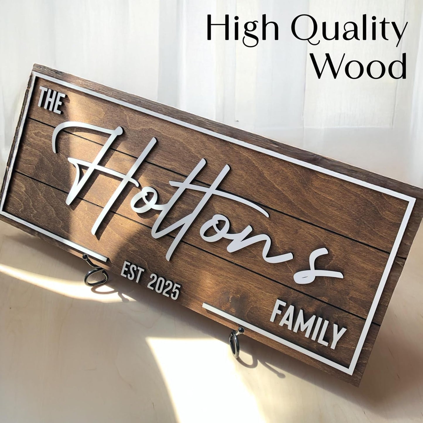 Personalized Family Name Sign - Custom Last Name Wood Decor Plaque, 20x7 in Rustic Farmhouse Style Wedding Gift, Housewarming Gift, Custom Wooden Hanging with Established Date, Small Art for Living Room or Entryway
