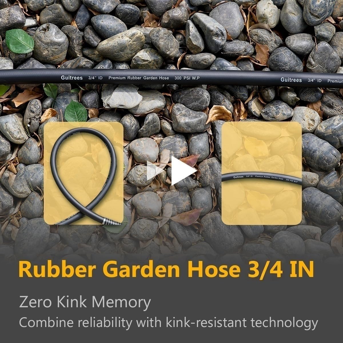 Leader Garden Hose 15ft x 3/4", Heavy Duty Short Water Hose, Female to Female Fittings, Five Layered Braiding for Durability, 1000PSI Burst, 300PSI Working (Black)