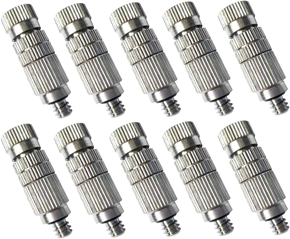 High Pressure Brass Nickel Plated Misting Nozzle for Outdoor Cooling Mist System, 0.2mm Ceramics Orifice, Anti-Drip Cleanable, 10pcs