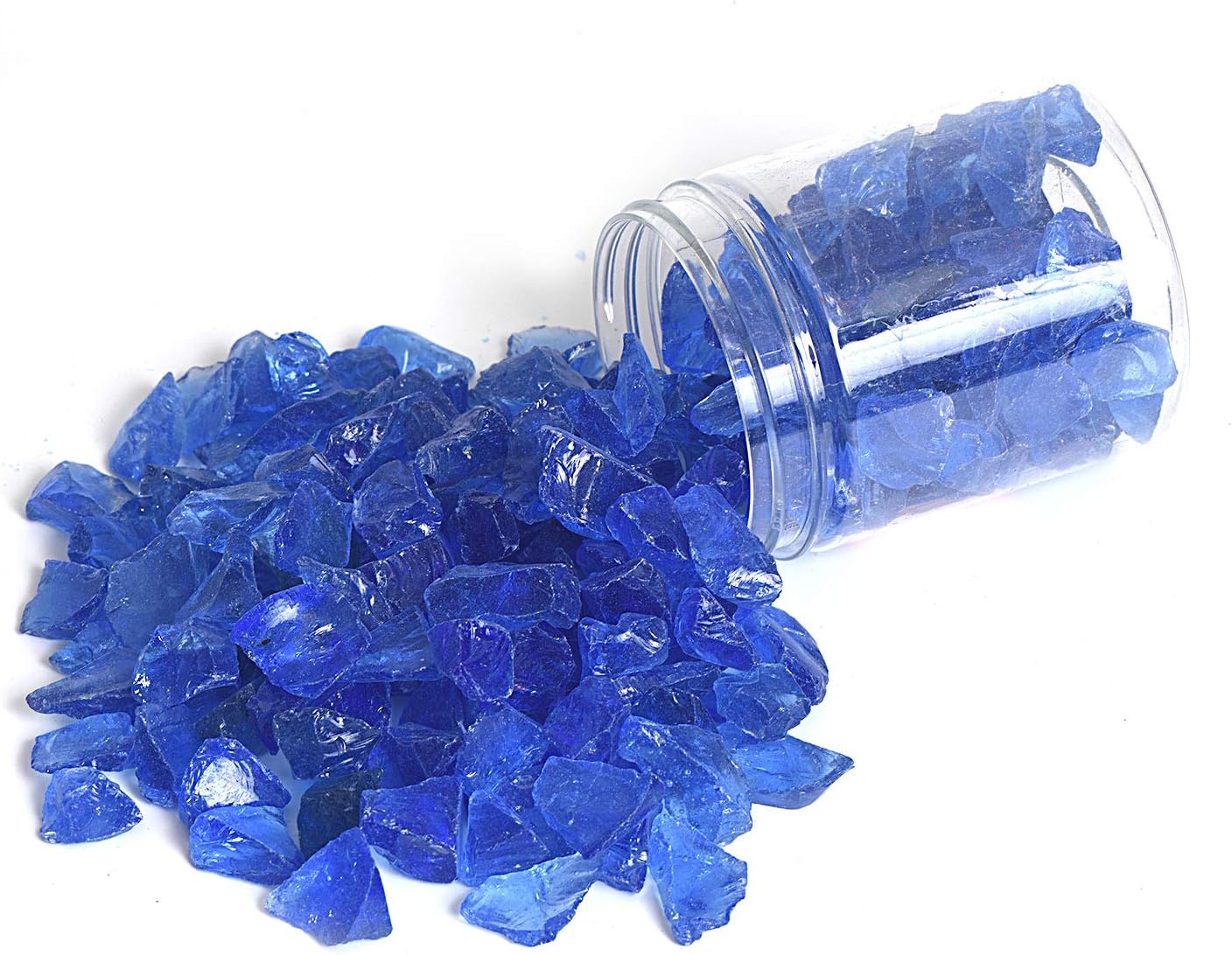 High Luster Reflective Fire Glass Gravel,Fire Gems,Fire Drops,Fire Glass Pebbles Stones Beads Chips for Fire Pit Fish Tank Aquarium Garden,1-2cm,540g/1.19lb (Light Blue)