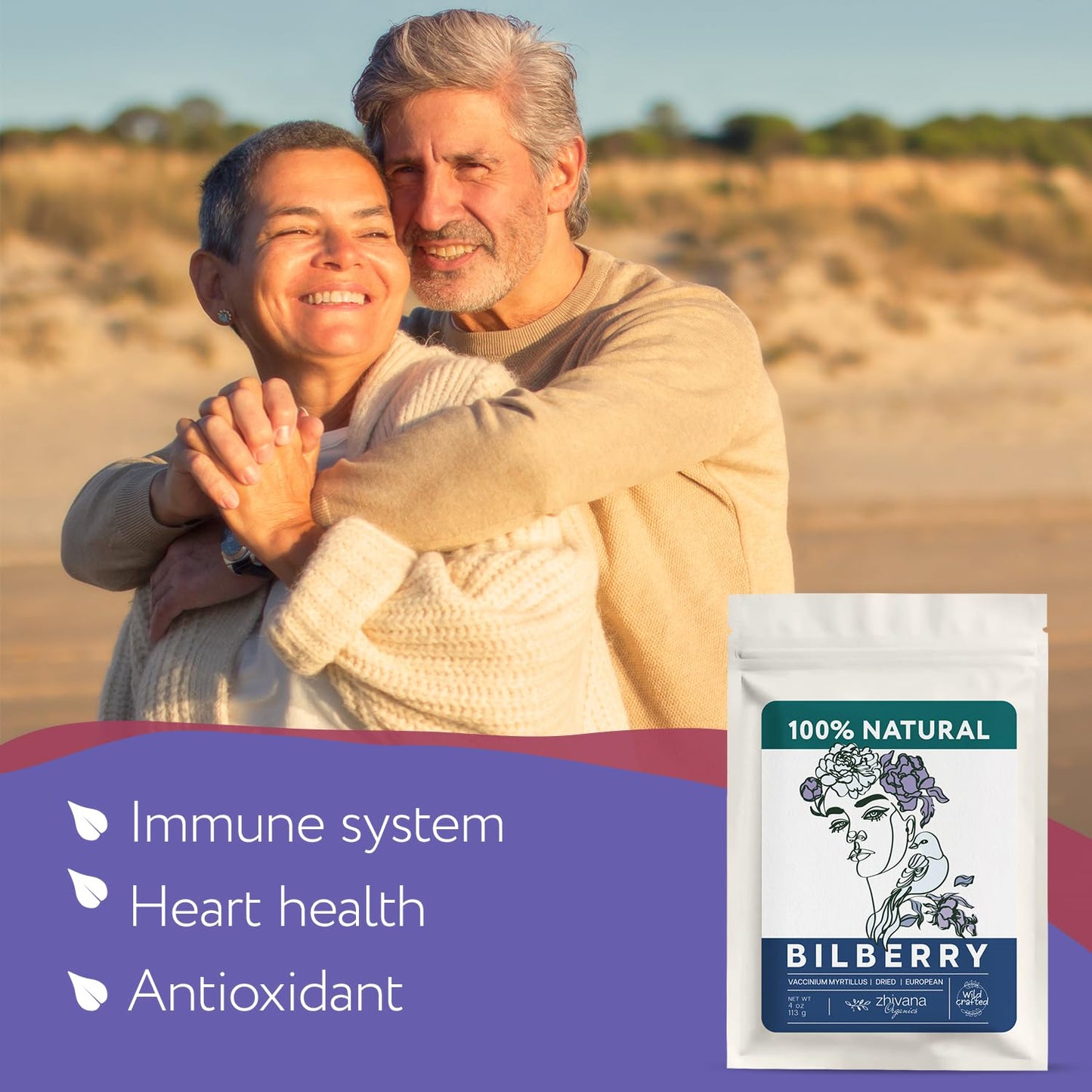 Wild Bilberry Dried Fruits (4 oz.) – Bilberry Tea - Superfood berries -Whortleberry (Vaccinium myrtillus) - Antioxidant, Immunity, Heart Health