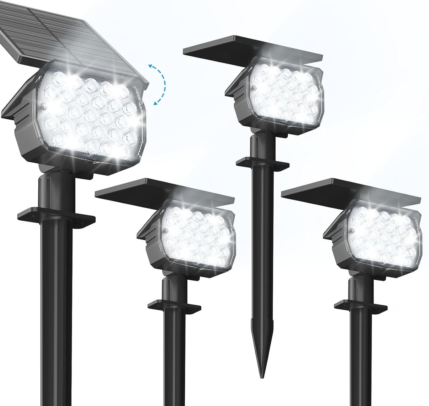 VOLISUN Solar Spotlight Outdoor, IP67 Waterproof Solar Landscape Spot Lights，Uplights for Yard Garden Pathway - 4 Pack (Cool White) 27 LED 3 Lighting Modes