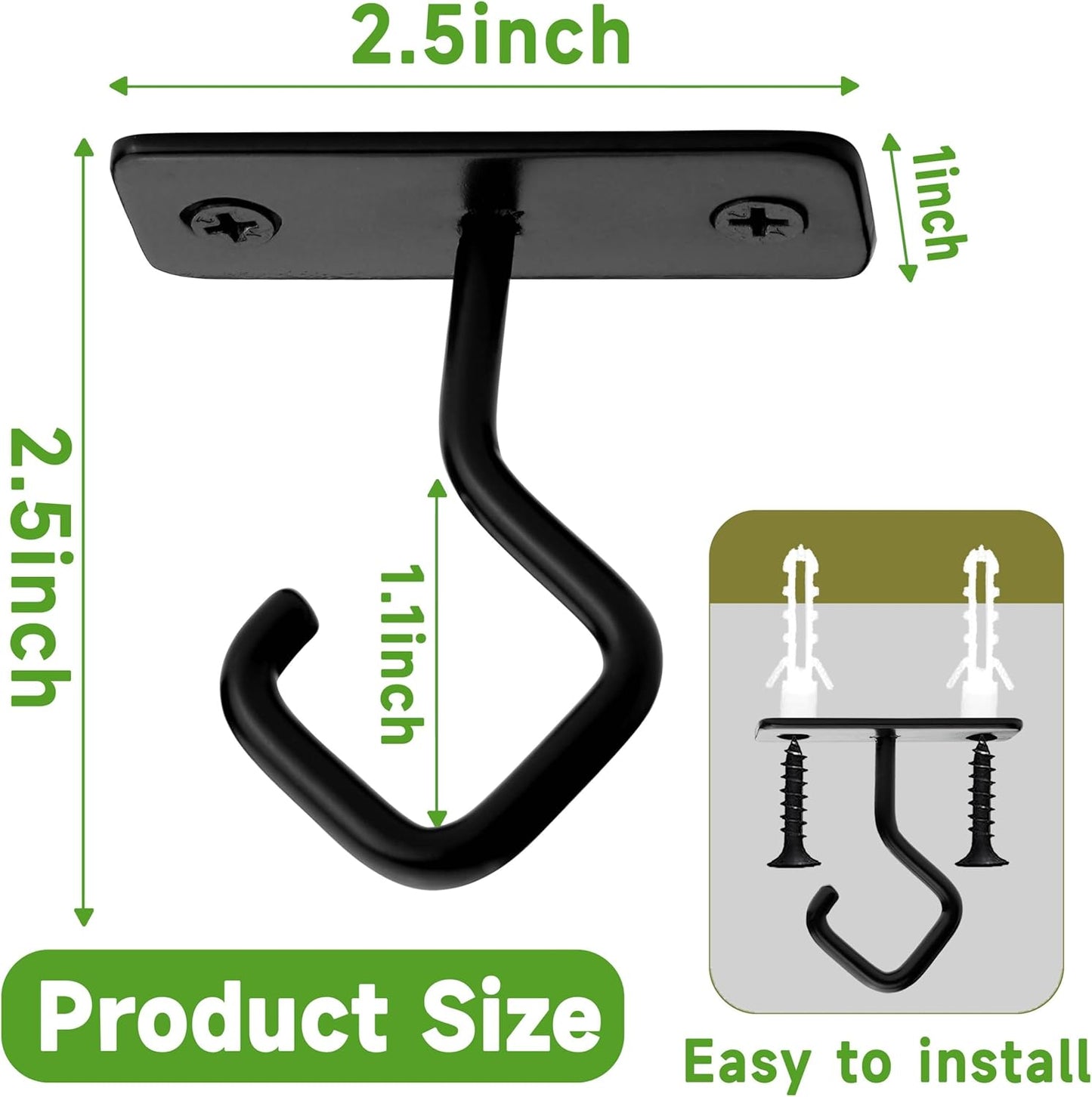 Ceiling Hooks for Hanging Plants: Iron Plant Bracket for Wall Mount - Metal Plant Hanger Indoor Hooks - 8 Pack