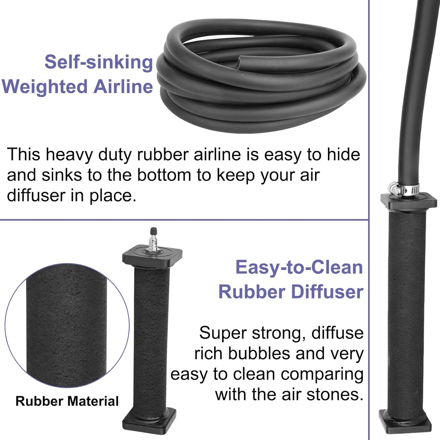 AquaMiracle Koi Pond Aerator Pond Air Pump with Self-Sinking Airline Rubber Air Diffuser, Air Flow Control Pond Deicer All-in-One Pond Aeration Kit for Outdoor Pond 10,000-15,000 Gallons