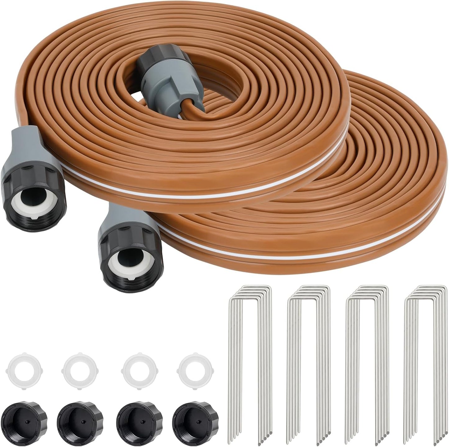 LINEX Sprinkler Soaker Hose 20 ft 2 pack for Garden, Watering Hose with Holes, High-Efficiency Sprinklers System for Lawn and Garden with Staples